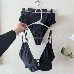 NWT Black Bikini With Ruffles